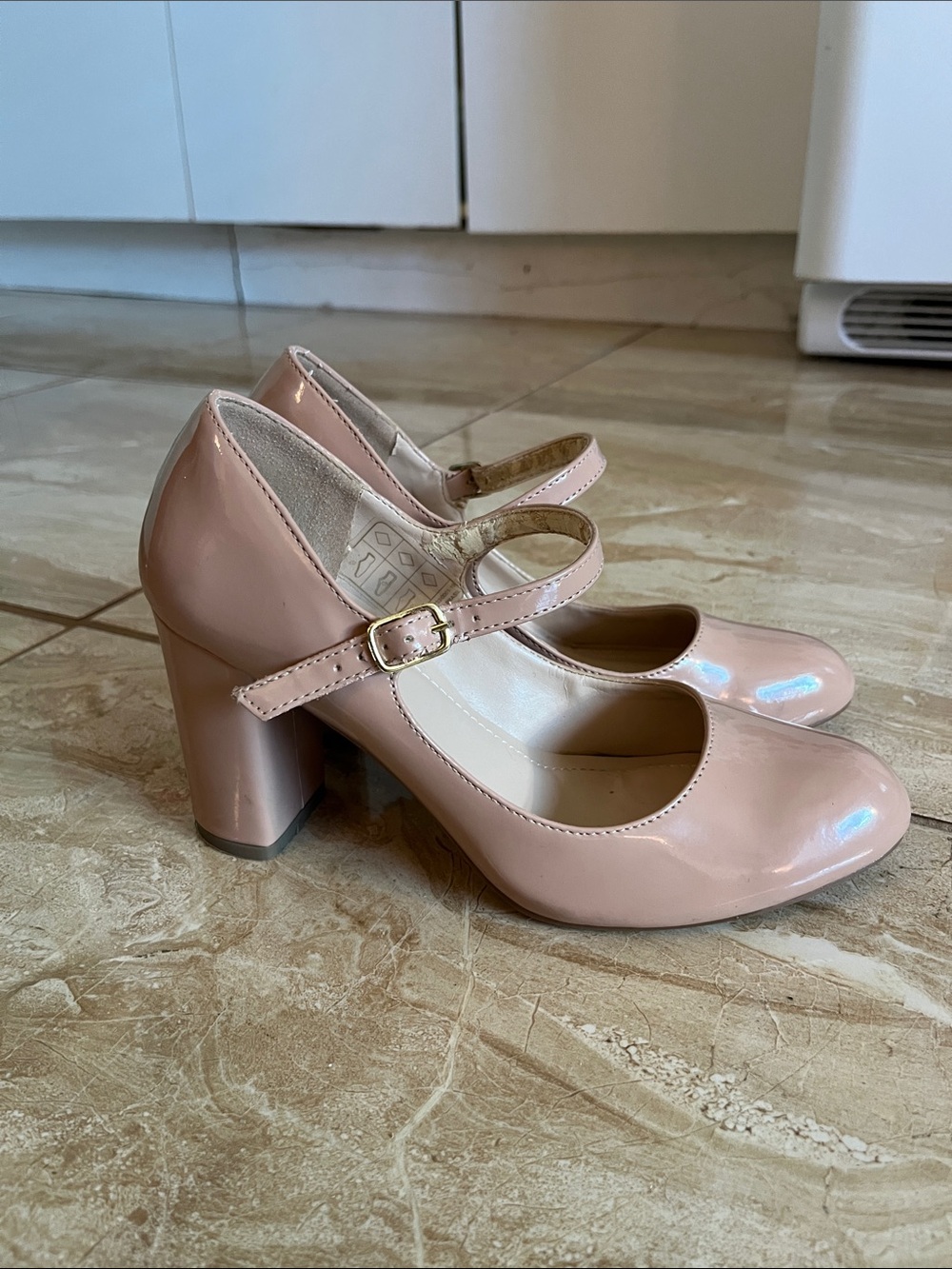 Patent Mary Jane Heels in Blush